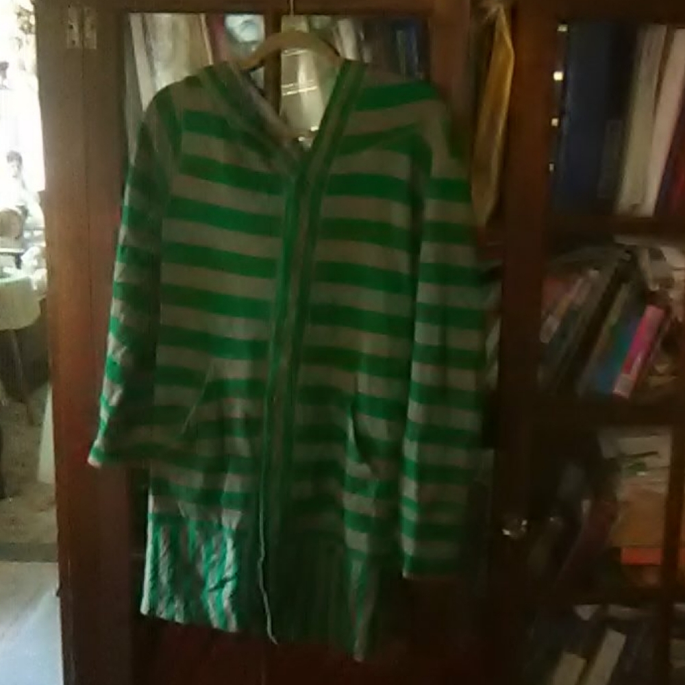 Green and grey diesel stripped button up sweatshirt